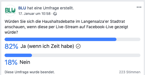 82% würden Bad Langensalzaer Haushaltsdebatte im Livestream schauen